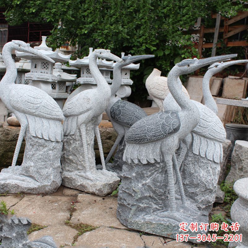 广西精美大理石仙鹤雕塑