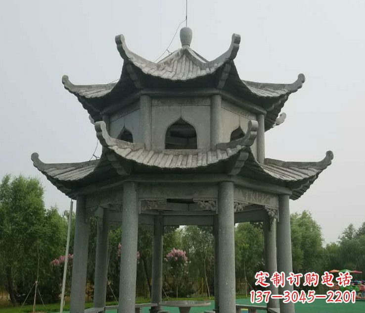 广西精美大理石凉亭石雕
