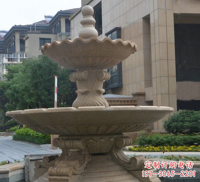 广西简约双层大理石喷泉雕塑