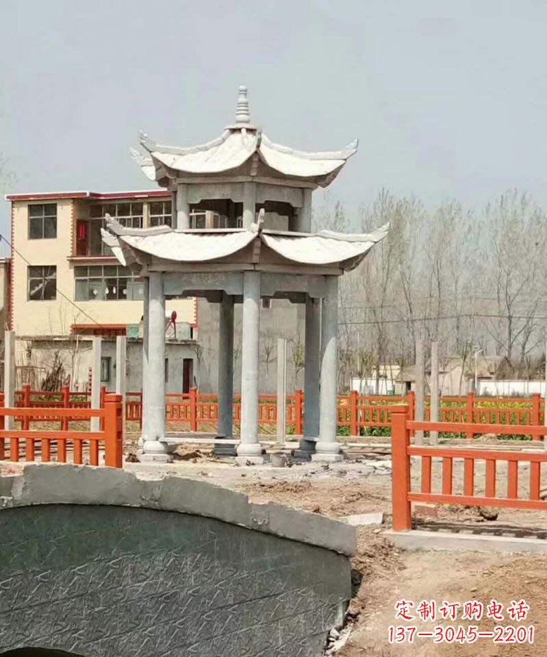 广西大理石双层凉亭雕塑