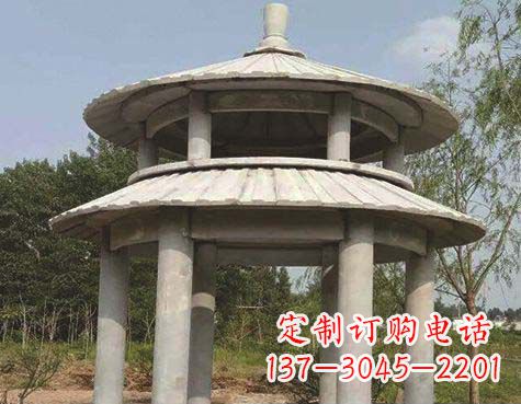广西大理石双层圆顶凉亭石雕
