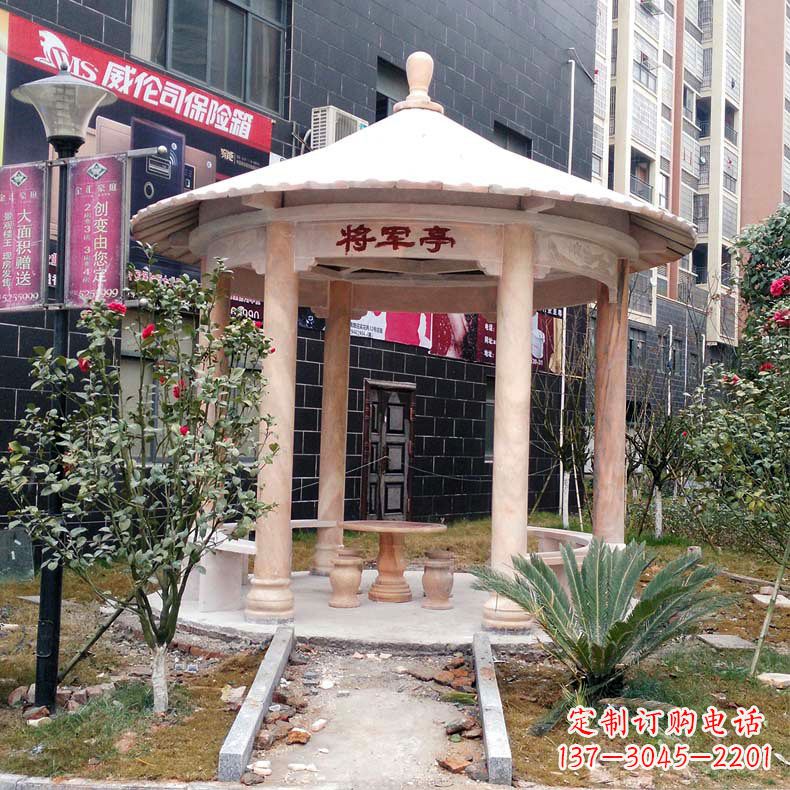 广西精美大理石凉亭雕塑
