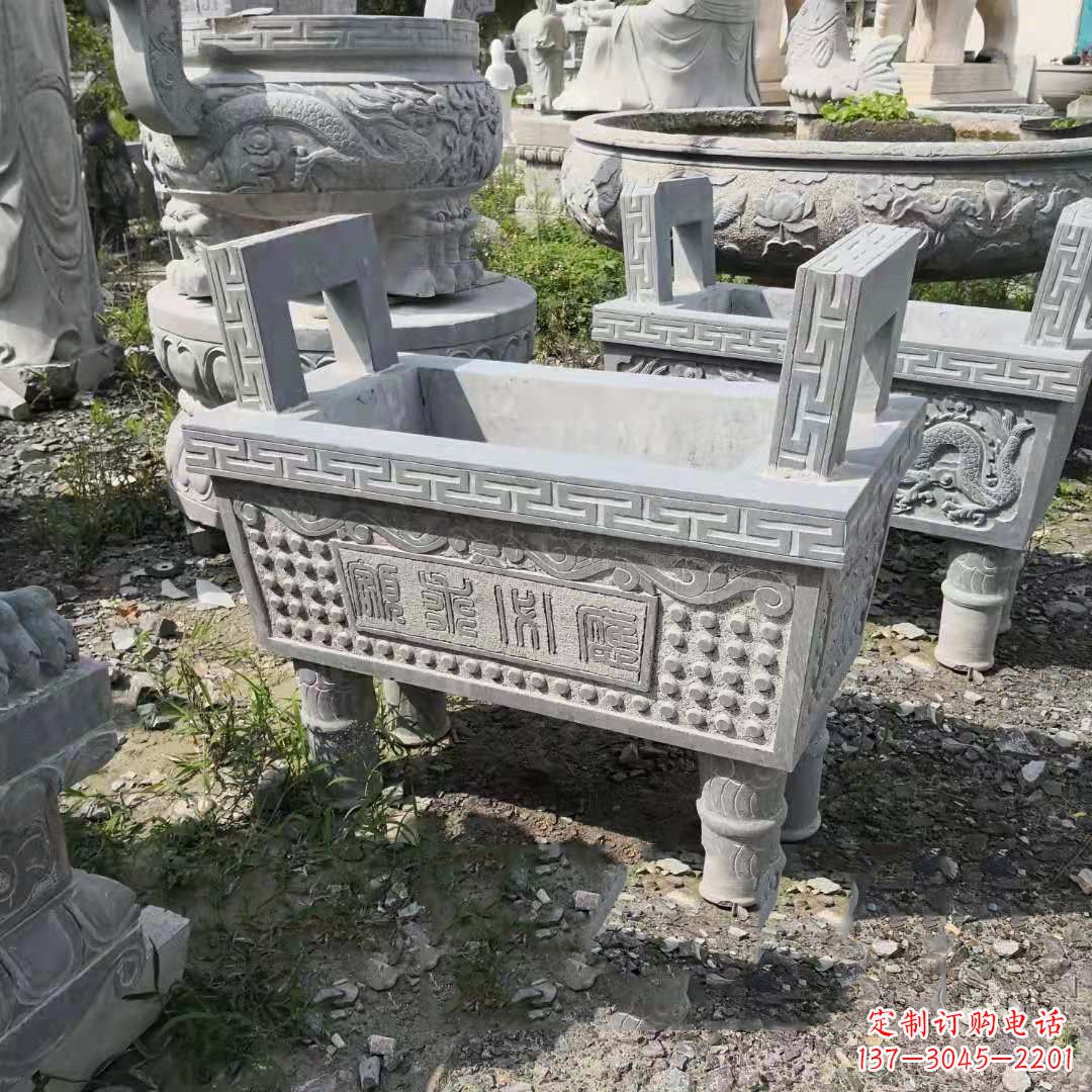 广西精美大理石香炉石雕