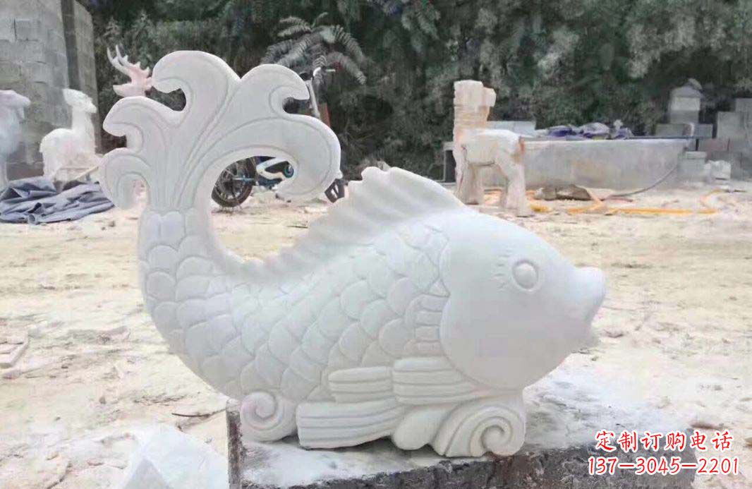 广西大理石鱼喷泉雕塑装置