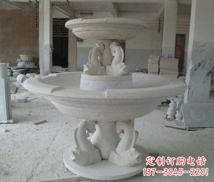 广西高端大理石双层喷泉雕塑