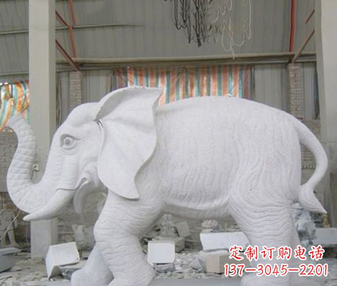 广西象征财富的大理石招财大象雕塑