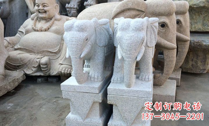 广西大理石大象雕塑 招财进宝