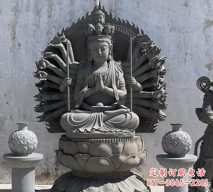 广西宗教庙宇千手观音大理石雕塑