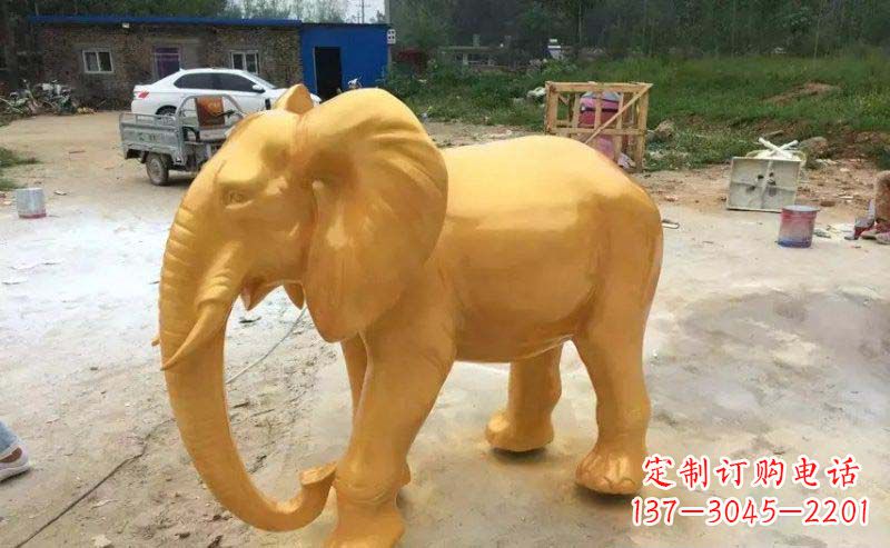广西精美的大象玻璃钢仿铜雕塑