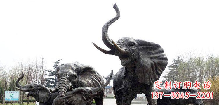 广西大象群铜雕景观