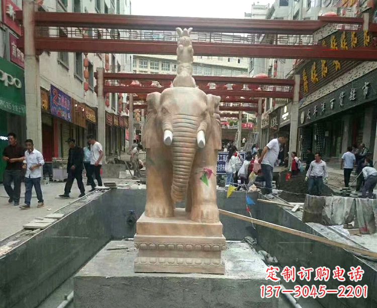 广西优雅活泼的大象石材雕塑