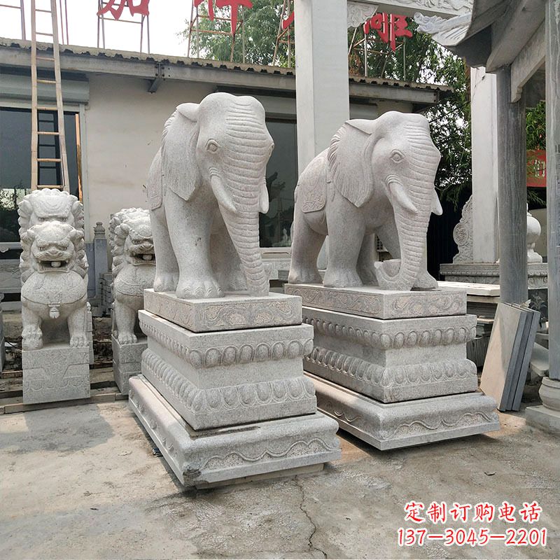 广西石材大象喷水雕塑