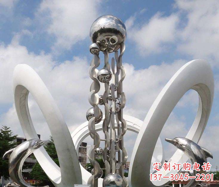 广西精致不锈钢海豚雕塑