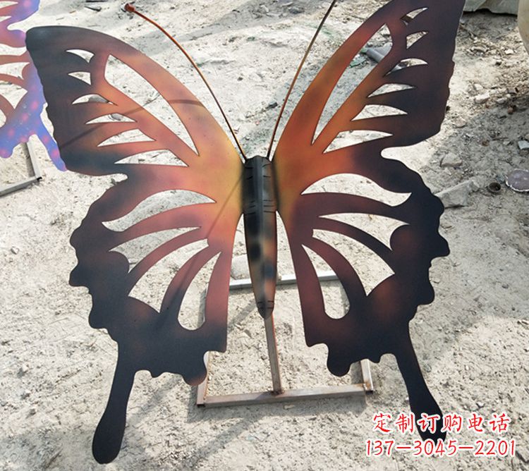 广西大型不锈钢铁艺蝴蝶雕塑,户外公园园林彩色昆虫摆件