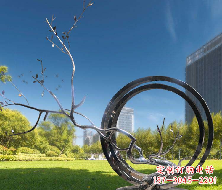 广西超大不锈钢环形景观雕塑