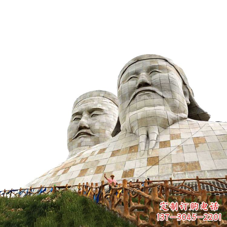 广西大型成吉思汗石雕头像景观雕塑