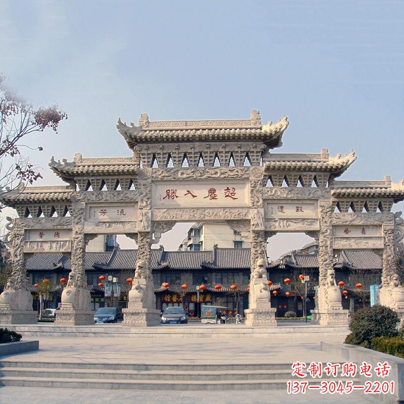 广西五门石雕牌坊雕塑——让城市更美丽