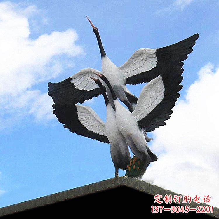 广西仙鹤玻璃钢景观动物雕塑