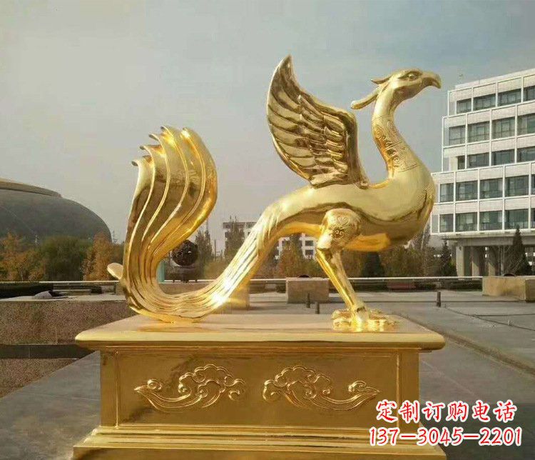 广西中领雕塑传承凤凰之美的大型铜雕塑