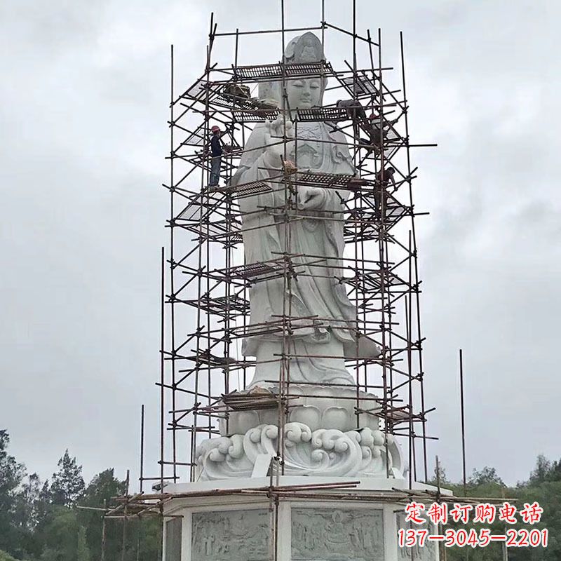 广西大型汉白玉观音菩萨石雕