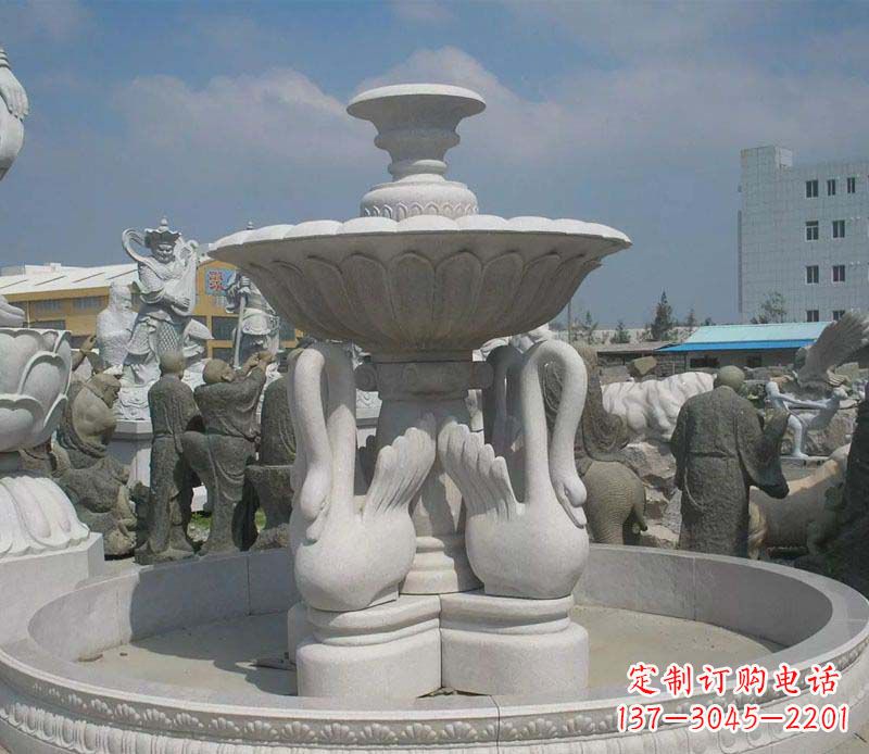 广西汉白玉高端天鹅雕塑