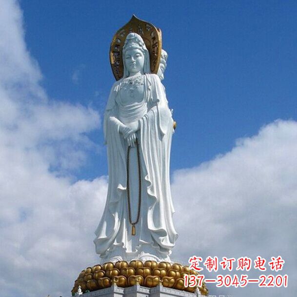 广西大型景区景点三面观音石雕佛像