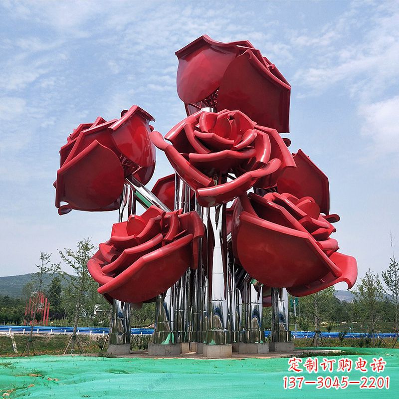广西精美不锈钢玫瑰花景观雕塑