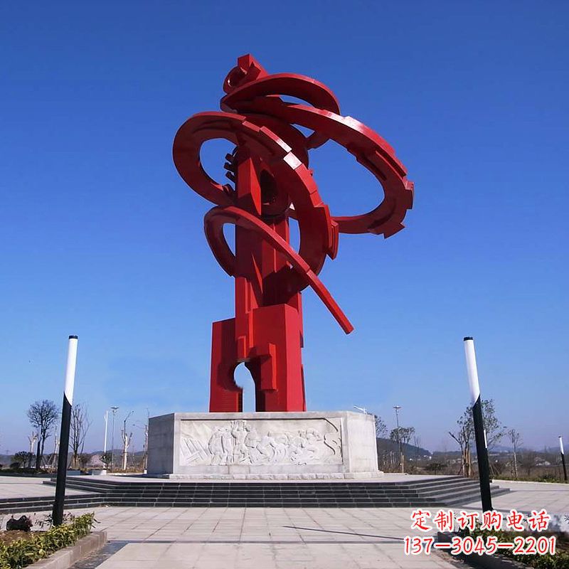 广西大型龙形不锈钢景观雕塑-广场抽象神兽景观标识