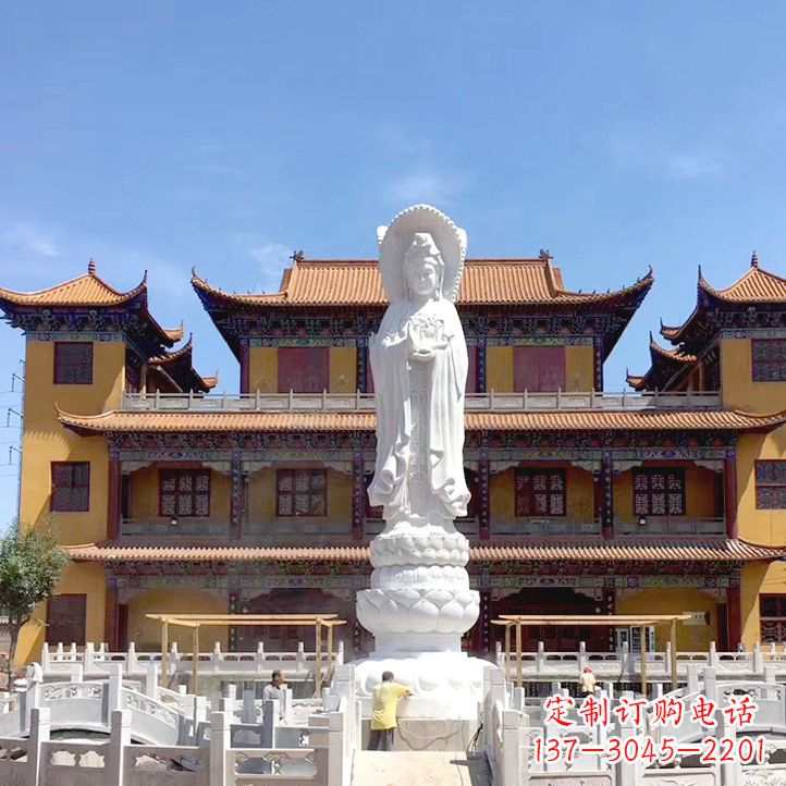 广西精美汉白玉观音石雕塑