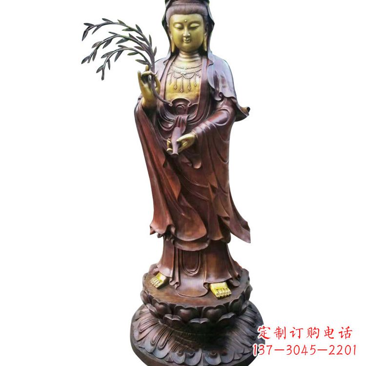 广西高贵优雅的观音铜雕塑