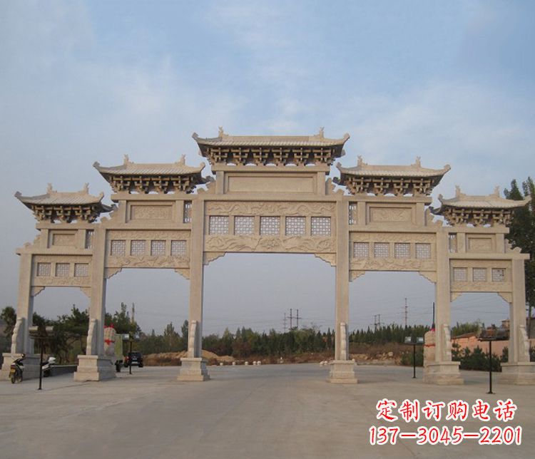 广西大型五门牌坊石雕