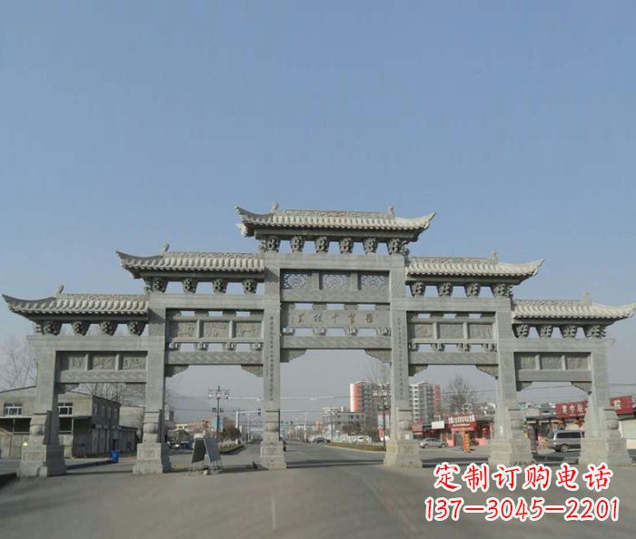 广西大型五门石雕牌坊 (2)