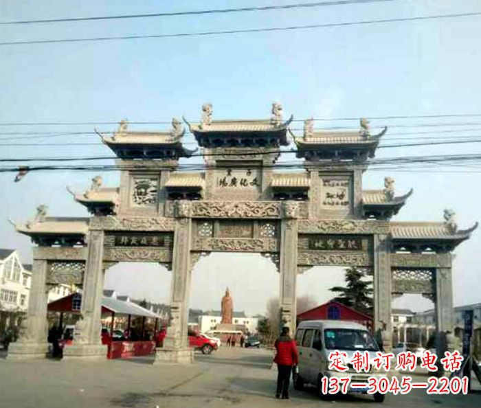 广西大型五门石雕牌坊 (3)