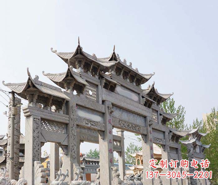 广西特大型五门石雕牌楼