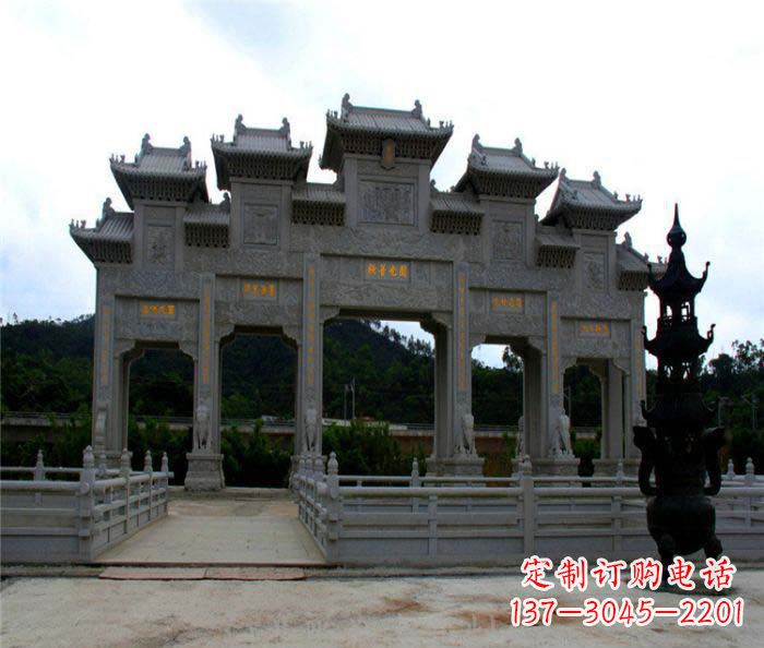 广西大型五门石雕牌坊