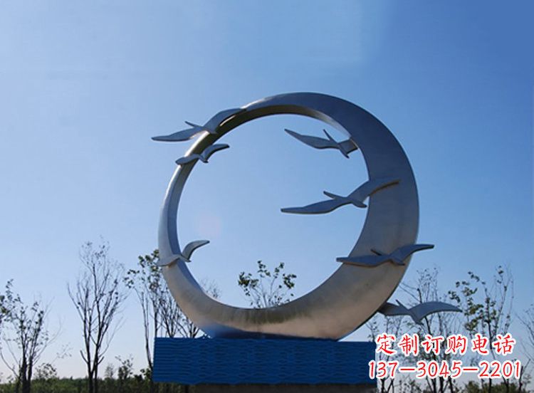 广西大雁不锈钢景观标识,公园鸟类创意雕塑