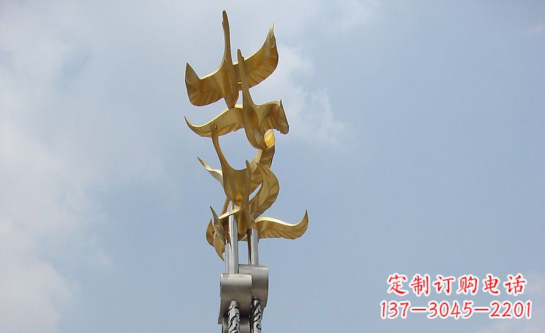 广西大雁不锈钢雕塑—梦想之羽