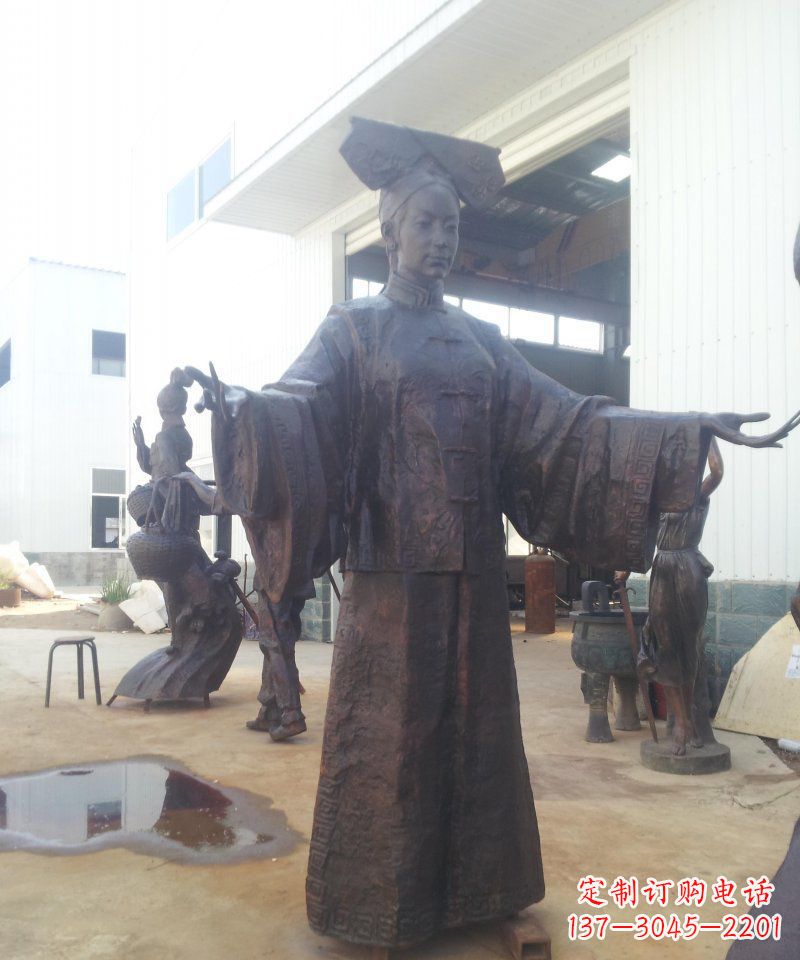 广西清朝女子古代人物铜雕塑