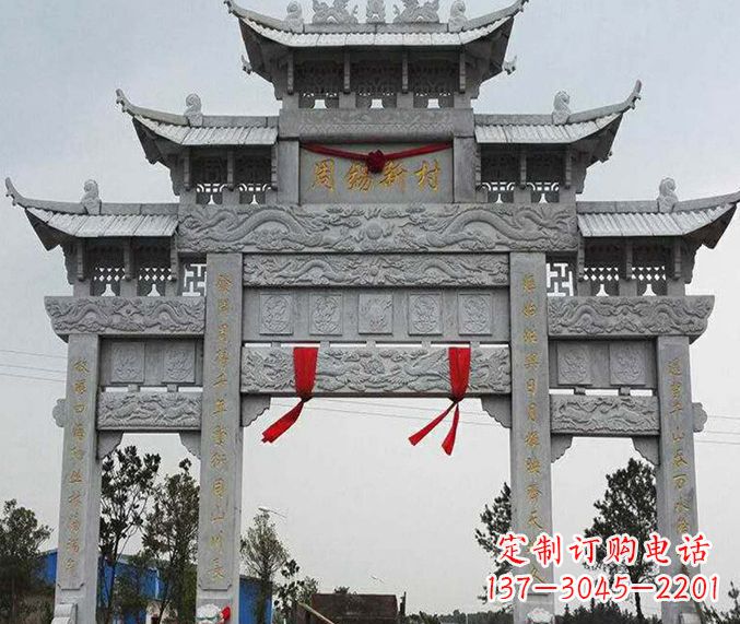广西精美石雕牌坊雕塑
