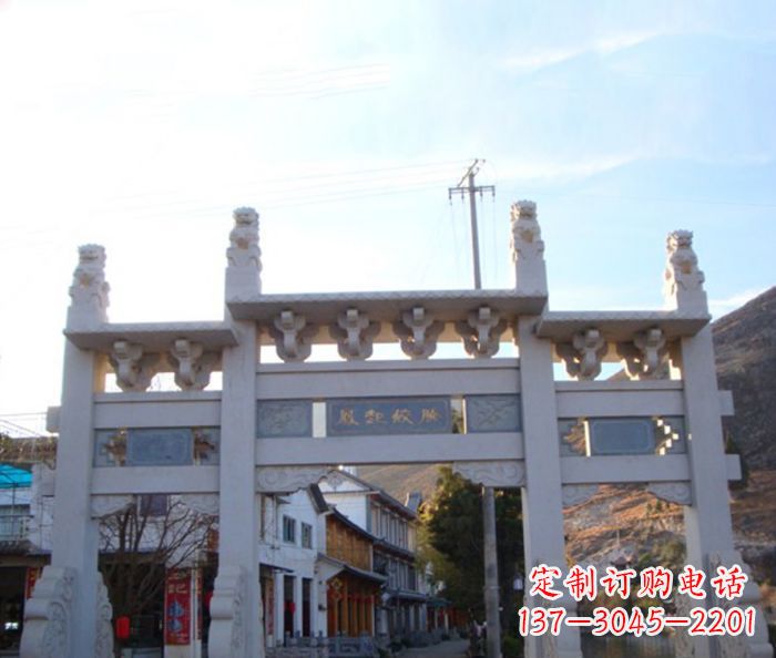 广西领雕塑 - 三门石牌坊雕塑