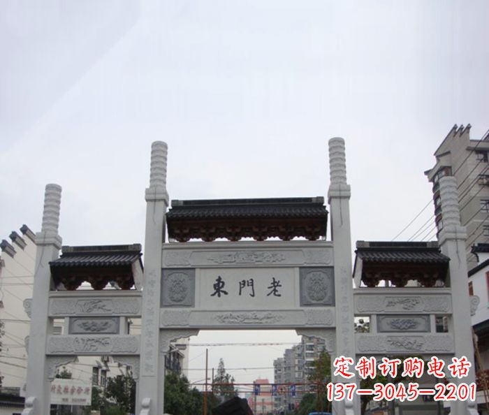 广西精美三门石牌坊雕塑