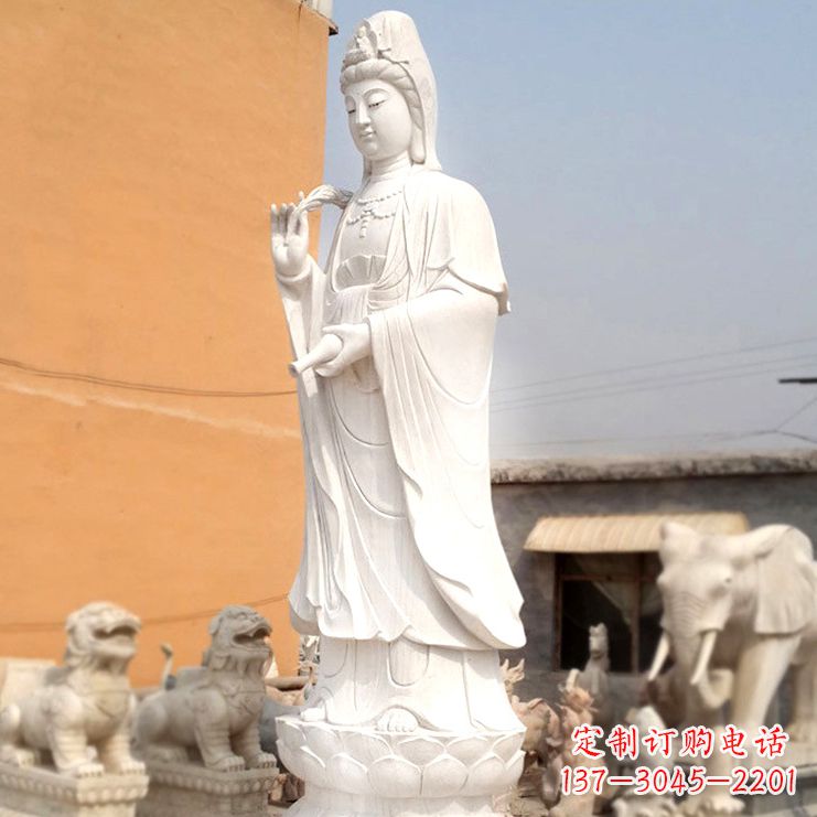 广西滴水观音汉白玉石雕佛像
