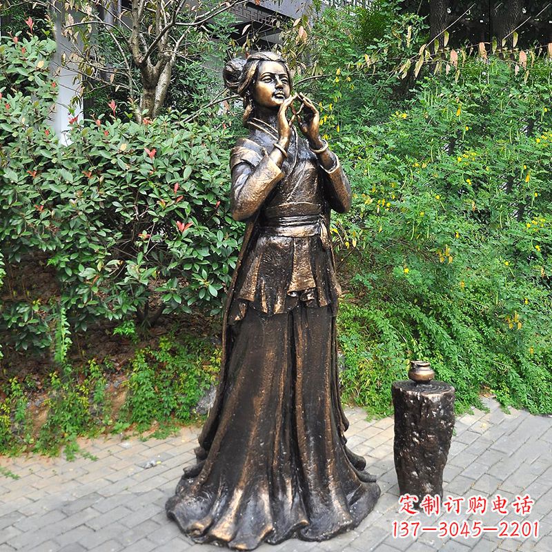 广西貂蝉铜雕塑像-公园古代美女人物雕塑