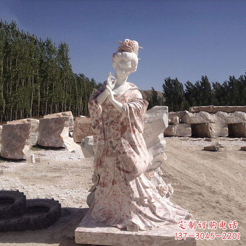 广西貂蝉石雕塑像-
