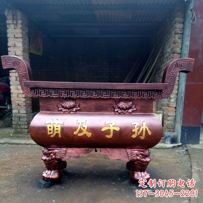 广西雕刻铜香炉