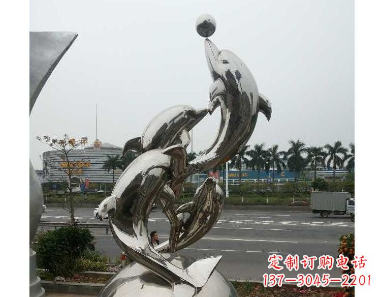 广西海豚精美不锈钢雕塑