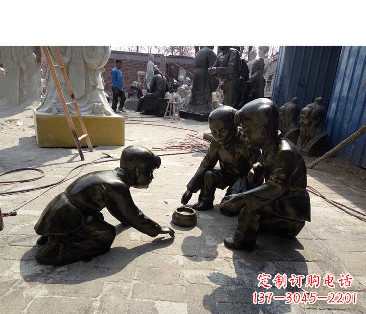 广西斗蛐蛐铜雕 儿童系列