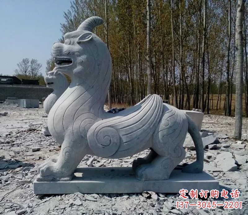 广西独角兽雕塑,神兽石雕带你穿越回古老神话中