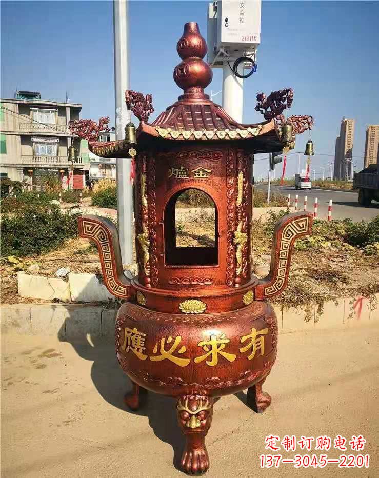 广西杜浦精制铜香炉雕塑