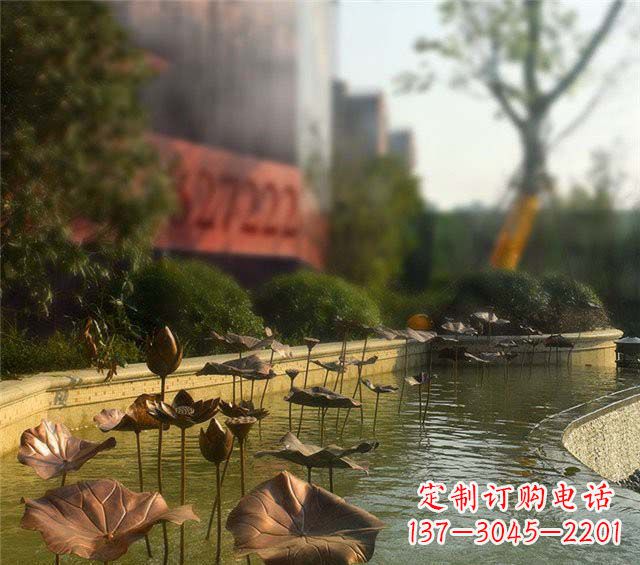 广西荷叶风情传承——锻铜荷花荷叶小区景观雕塑